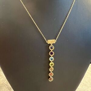 7 Chakra Solid Gold Necklace